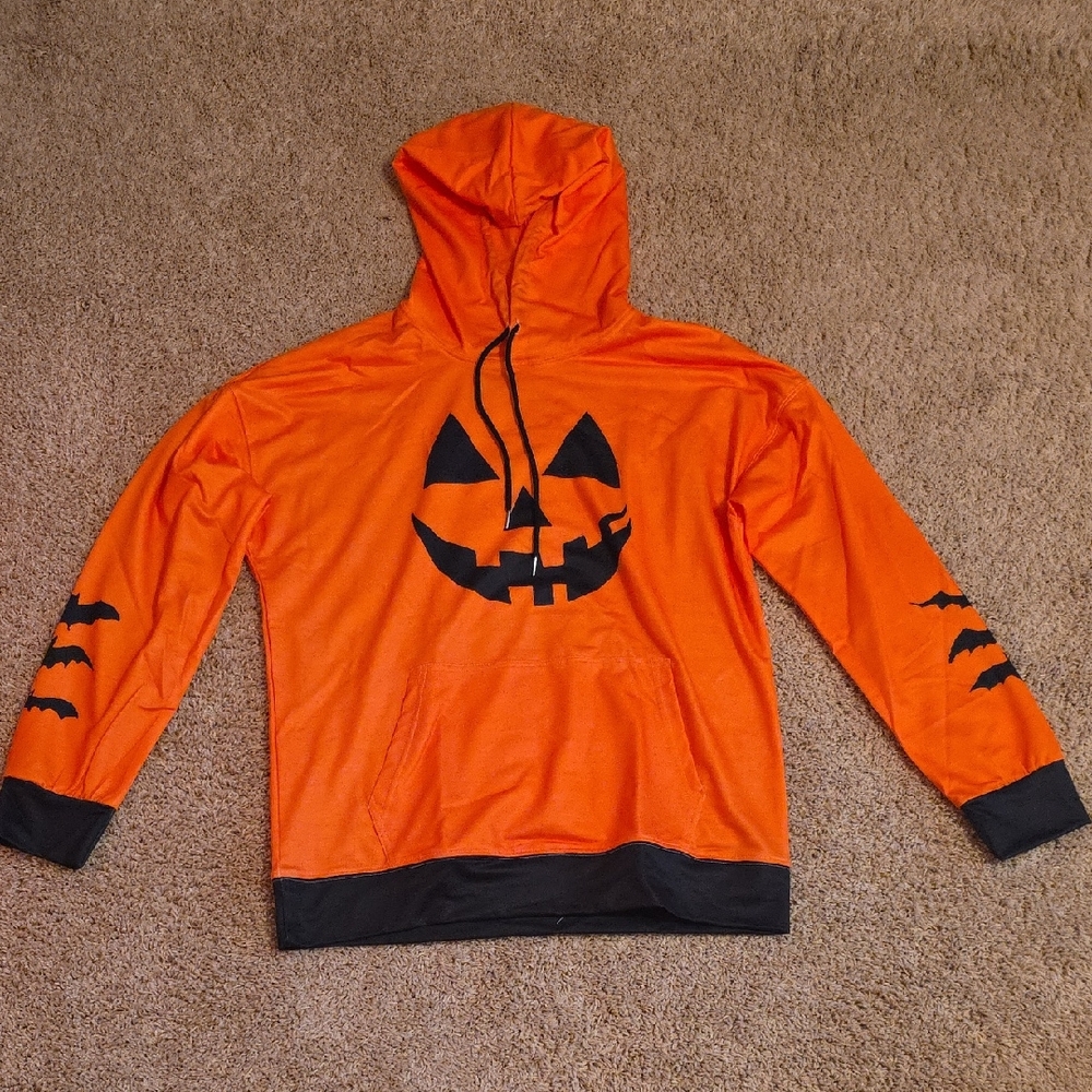 Orange Halloween Hoodie with Pumpkin Design